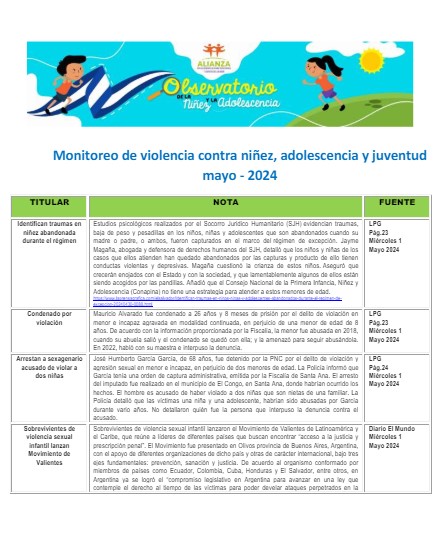 Monitoreo Genero y Justicia Ambiental Mayo 2024