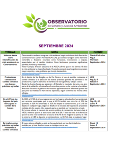 Lee más sobre el artículo Monitoreo Genero y Justicia Ambiental Septiembre 2024