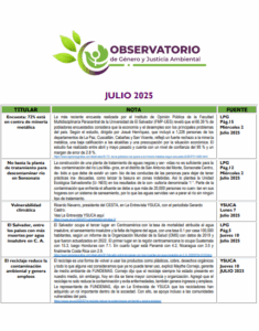 Lee más sobre el artículo Monitoreo Genero y Justicia Ambiental Julio 2025