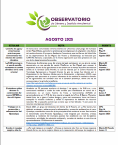 Lee más sobre el artículo Monitoreo Genero y Justicia Ambiental Agosto 2025