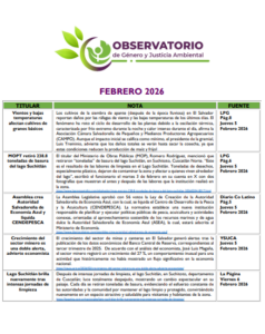 Lee más sobre el artículo Monitoreo Genero y Justicia Ambiental Febrero 2026