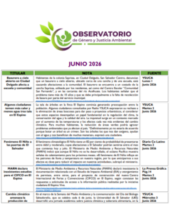 Lee más sobre el artículo Monitoreo Genero y Justicia Ambiental Junio 2026